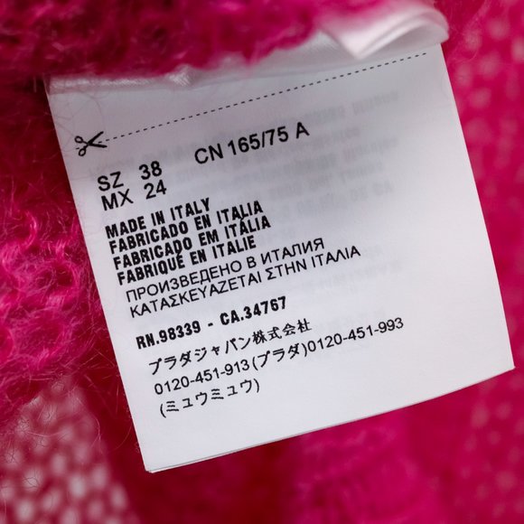 Prada Neon Pink Knit V-Neck Sweater - Picture 9 of 11
